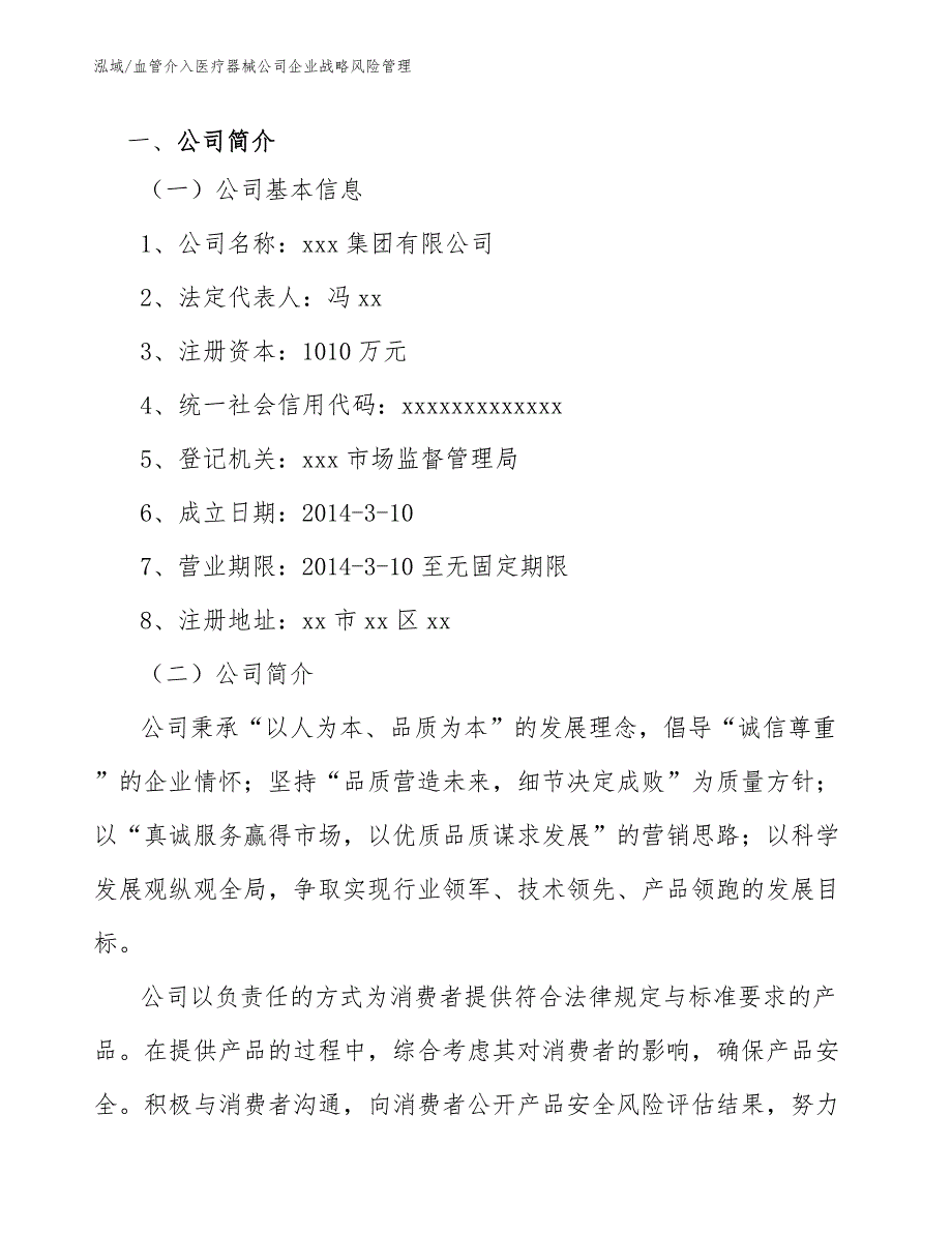 血管介入医疗器械公司企业战略风险管理_范文_第2页