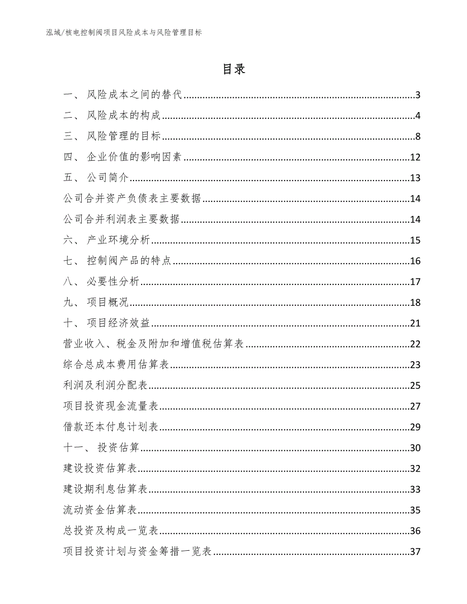 核电控制阀项目风险成本与风险管理目标_参考_第2页