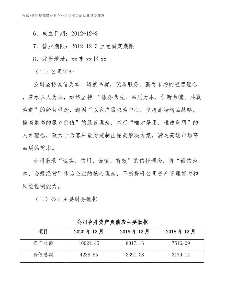 特种聚酯膜公司企业组织相关的法律风险管理_参考_第5页