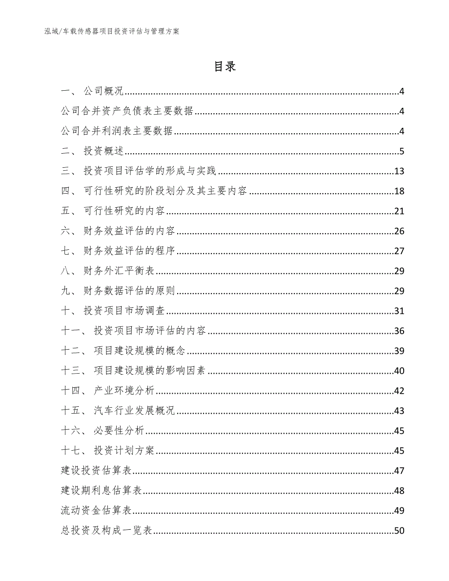 车载传感器项目投资评估与管理方案_第2页