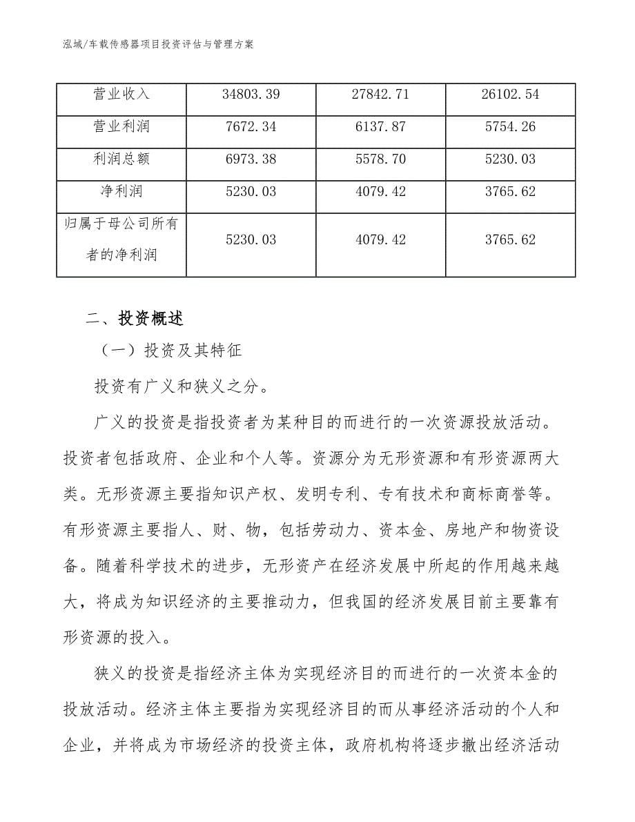 车载传感器项目投资评估与管理方案_第5页