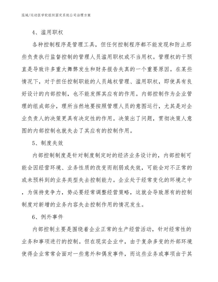 运动医学软组织固定系统公司治理方案（范文）_第5页