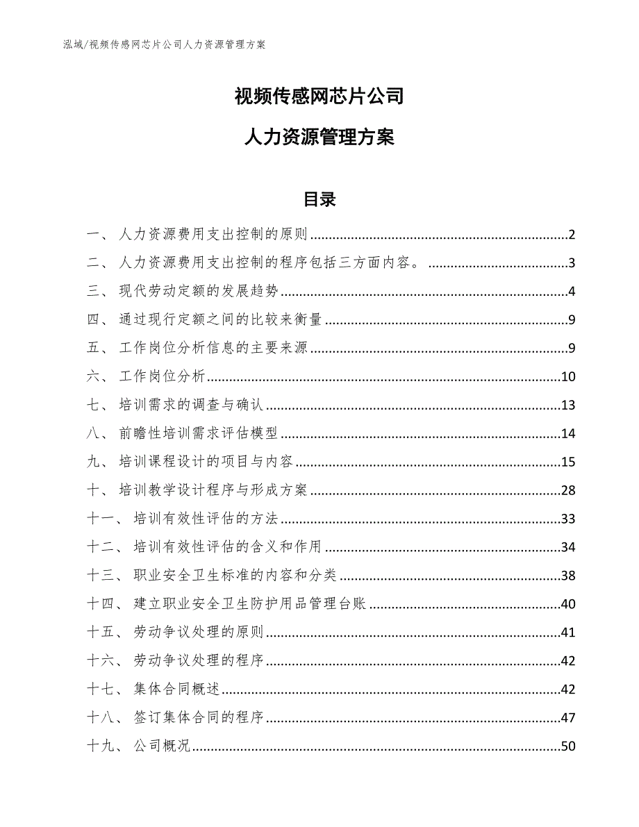 视频传感网芯片公司人力资源管理方案_第1页