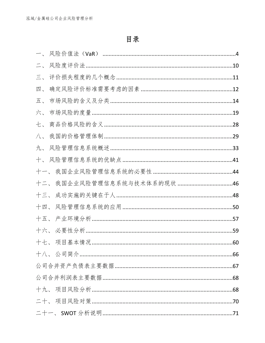 金属硅公司企业风险管理分析_范文_第2页