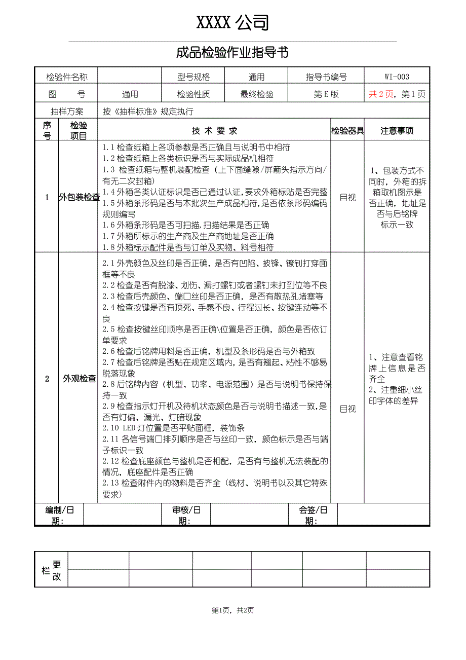 电子厂成品检验指导书_第1页