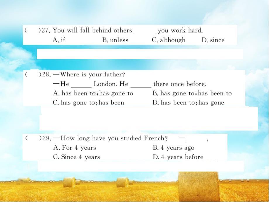人教版八年级英语下册期末检测卷ppt课件_第4页