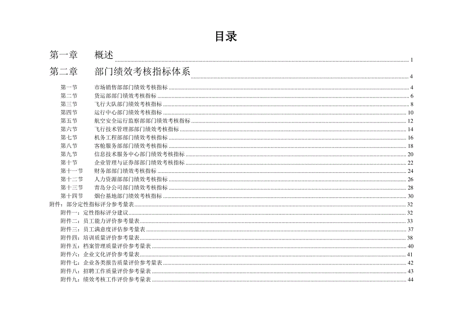 北大纵横山东航空股份有限公司部门绩效考核指标体系_第2页