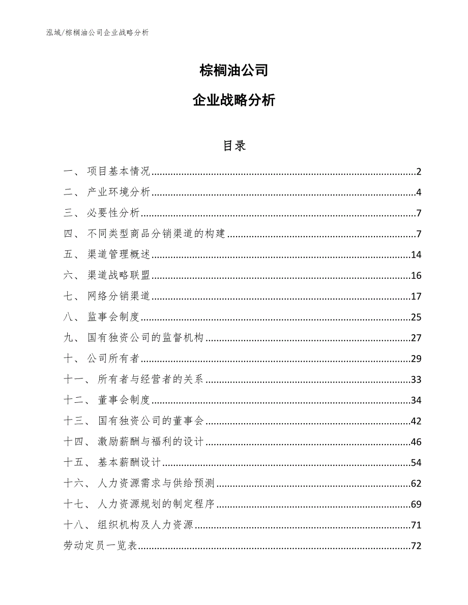 棕榈油公司企业战略分析（参考）_第1页