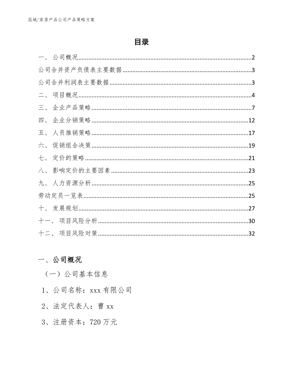 家居产品公司产品策略方案_参考_第2页