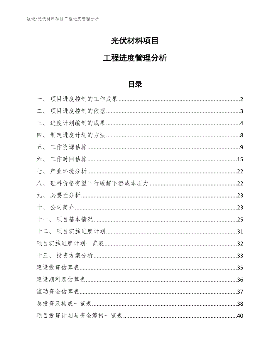 光伏材料项目工程进度管理分析_第1页