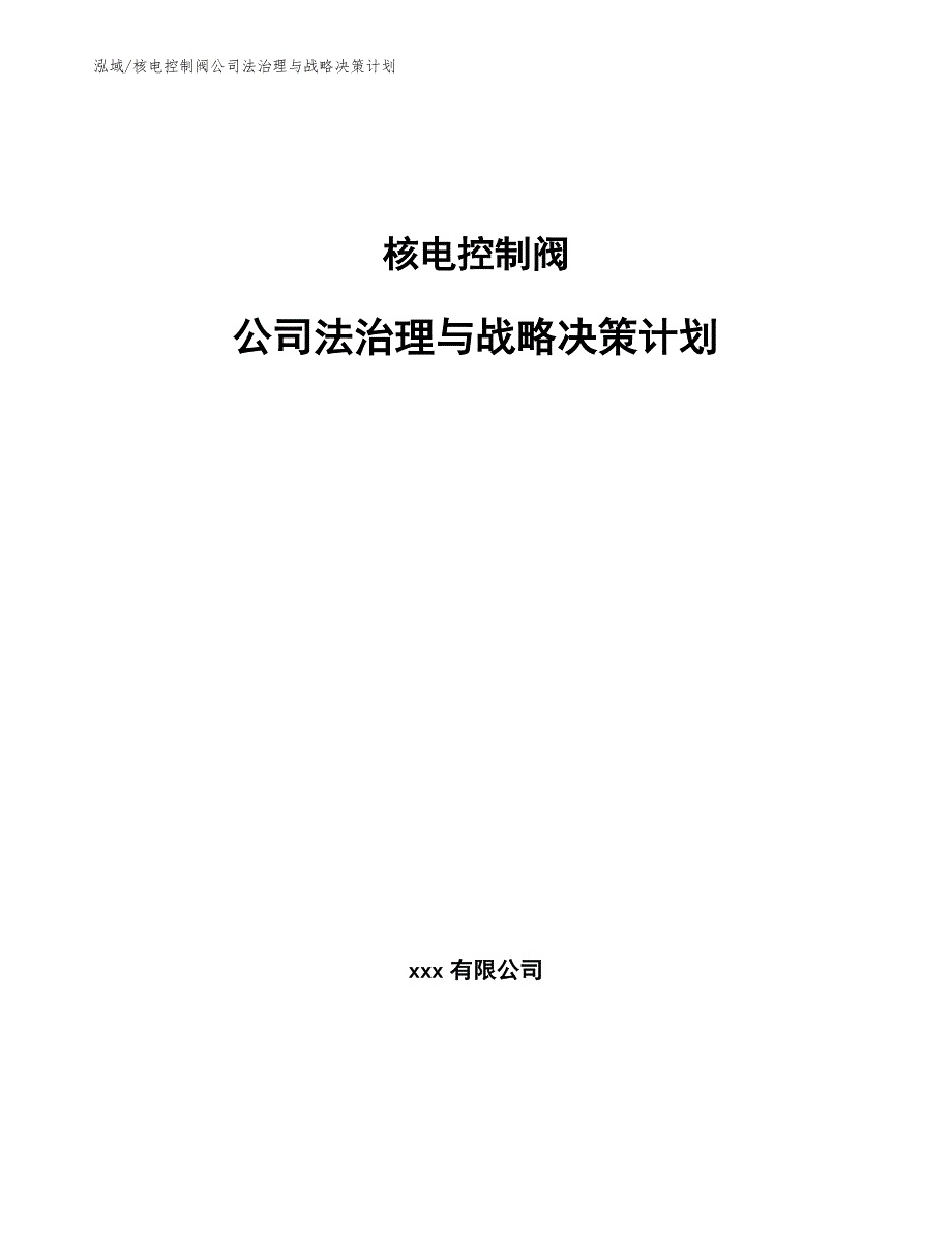 核电控制阀公司法治理与战略决策计划（参考）_第1页