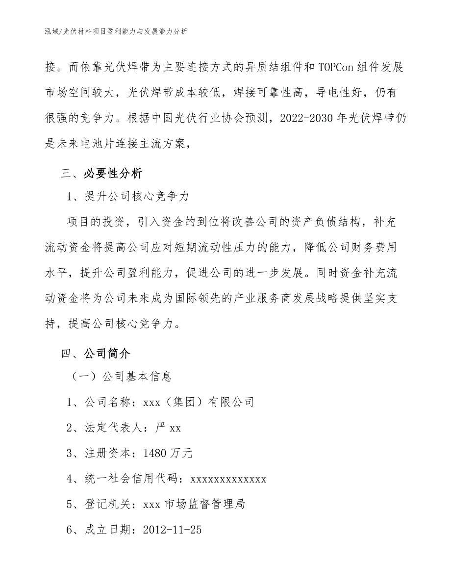 光伏材料项目盈利能力与发展能力分析（范文）_第3页