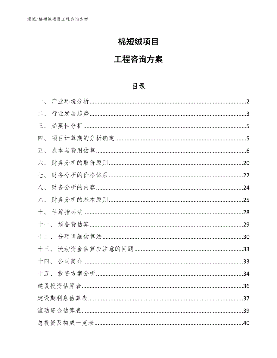 棉短绒项目工程咨询方案（范文）_第1页