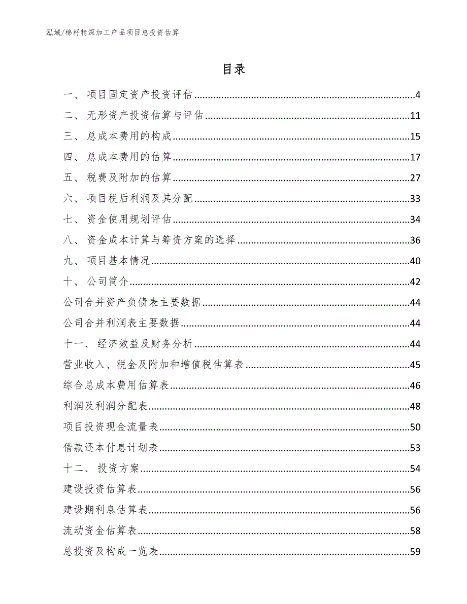 棉籽精深加工产品项目总投资估算_参考_第2页