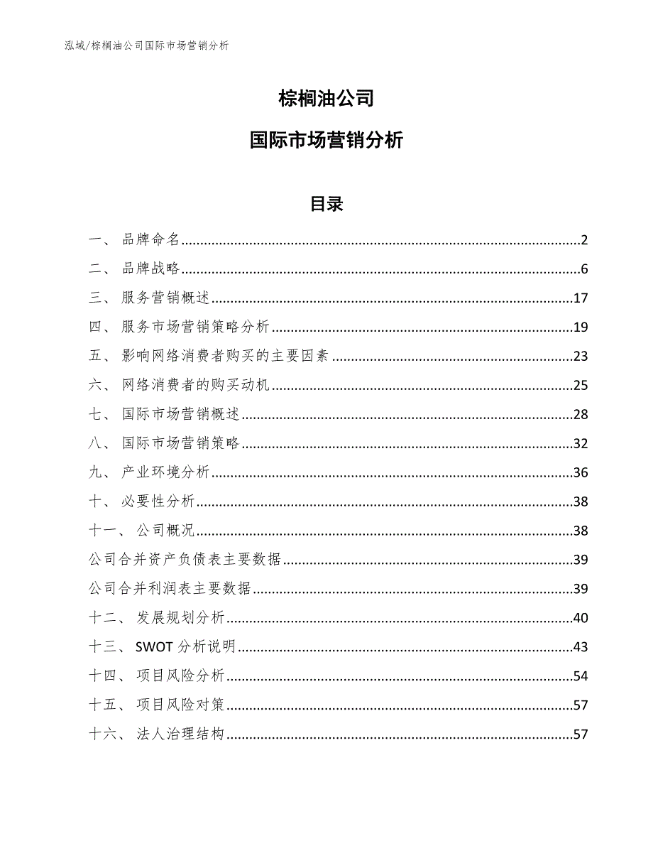 棕榈油公司国际市场营销分析_第1页