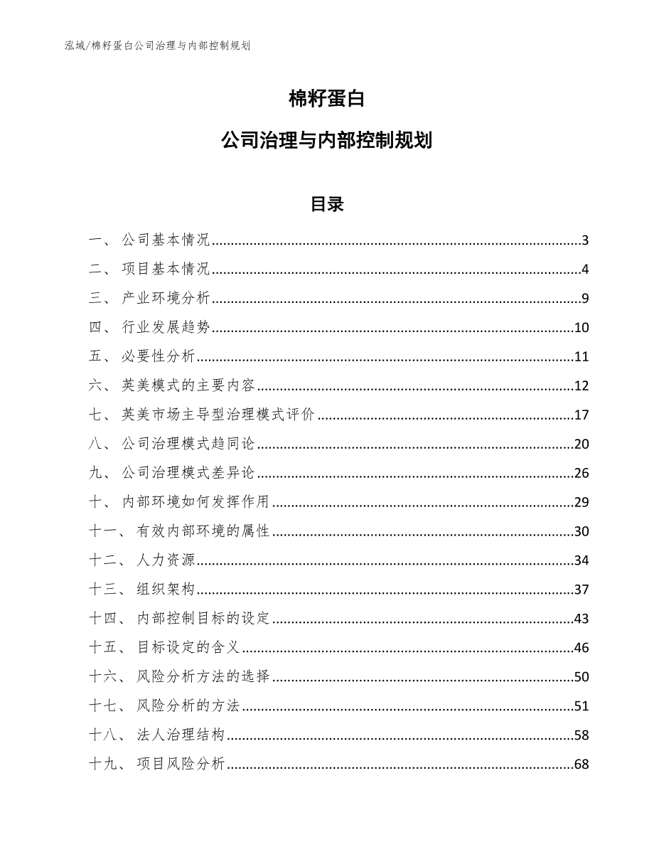 棉籽蛋白公司治理与内部控制规划【参考】_第1页