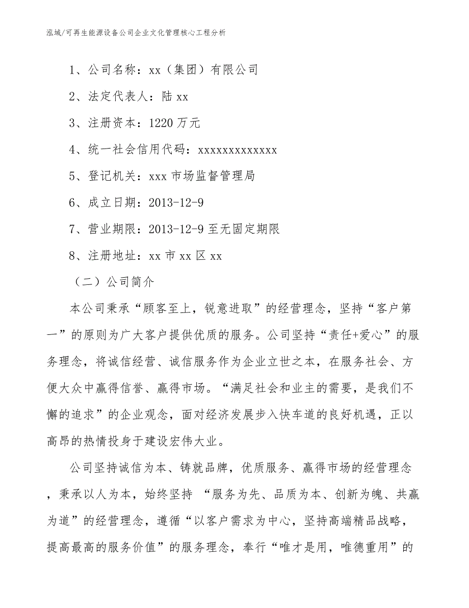 可再生能源设备公司企业文化管理核心工程分析【参考】_第2页