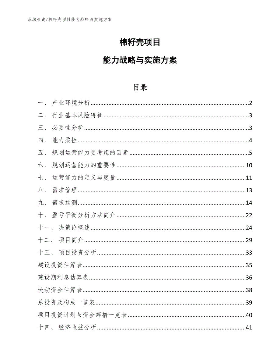 棉籽壳项目能力战略与实施方案_第1页