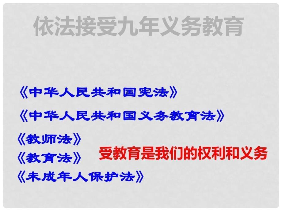 浙江省八年级政治下册 第七单元 我们的文化经济权利 7.1 维护受教育权课件2 （新版）粤教版_第5页