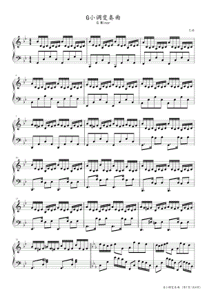 G小调变奏曲 高清钢琴谱五线谱