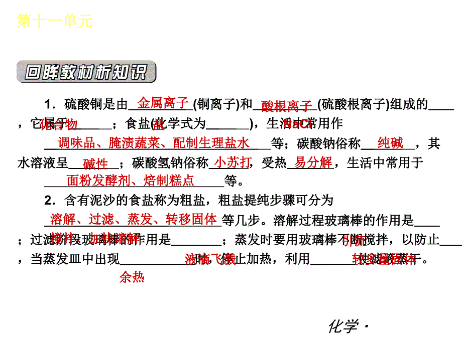 人教版九年级化学第十一单元盐化肥单元复习课件_第3页