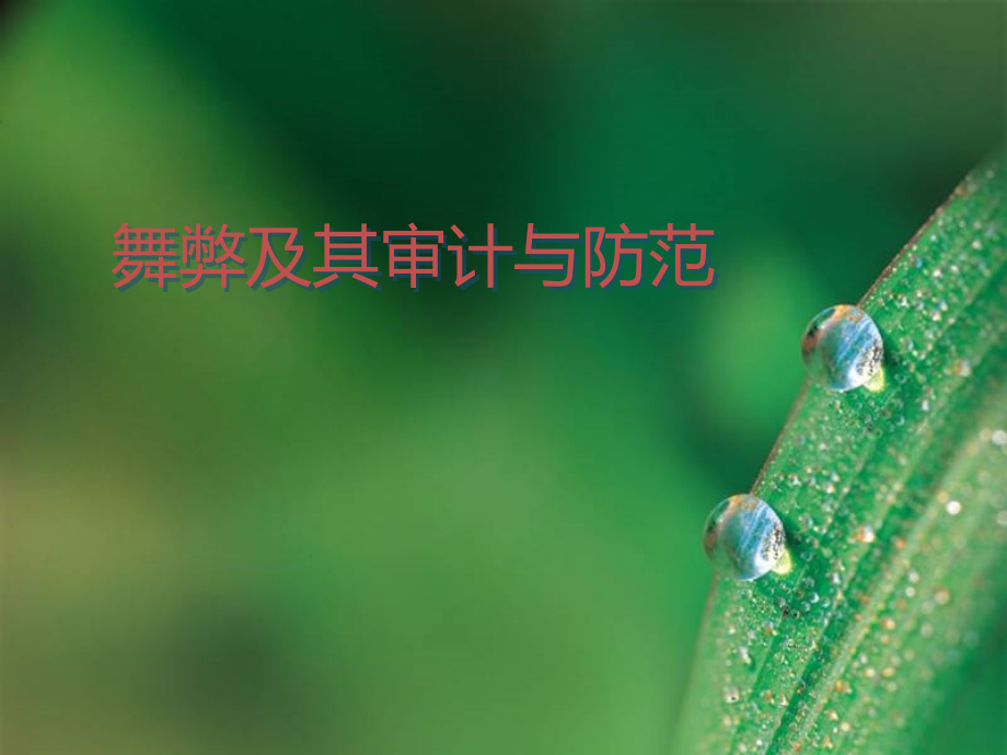 舞弊及其审计与防范课件_第1页