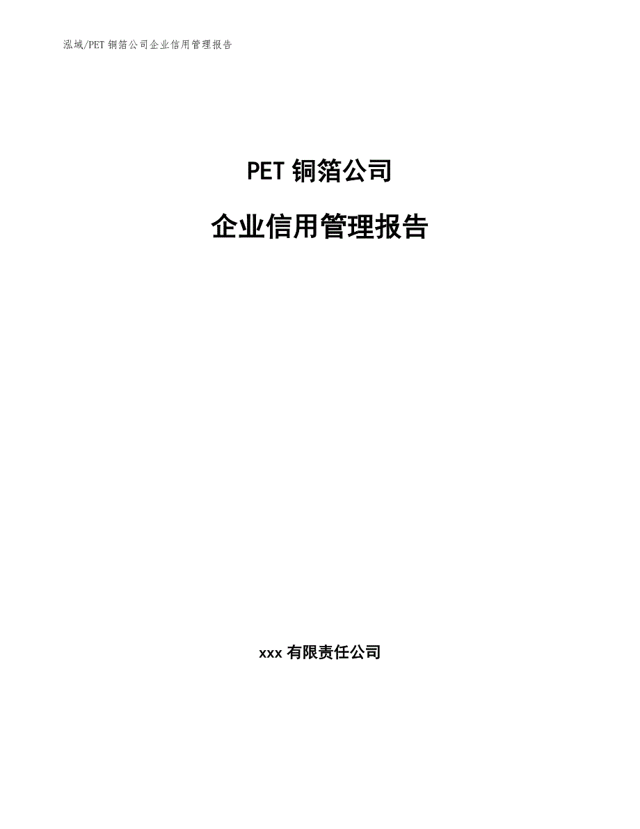 PET铜箔公司企业信用管理报告【范文】_第1页