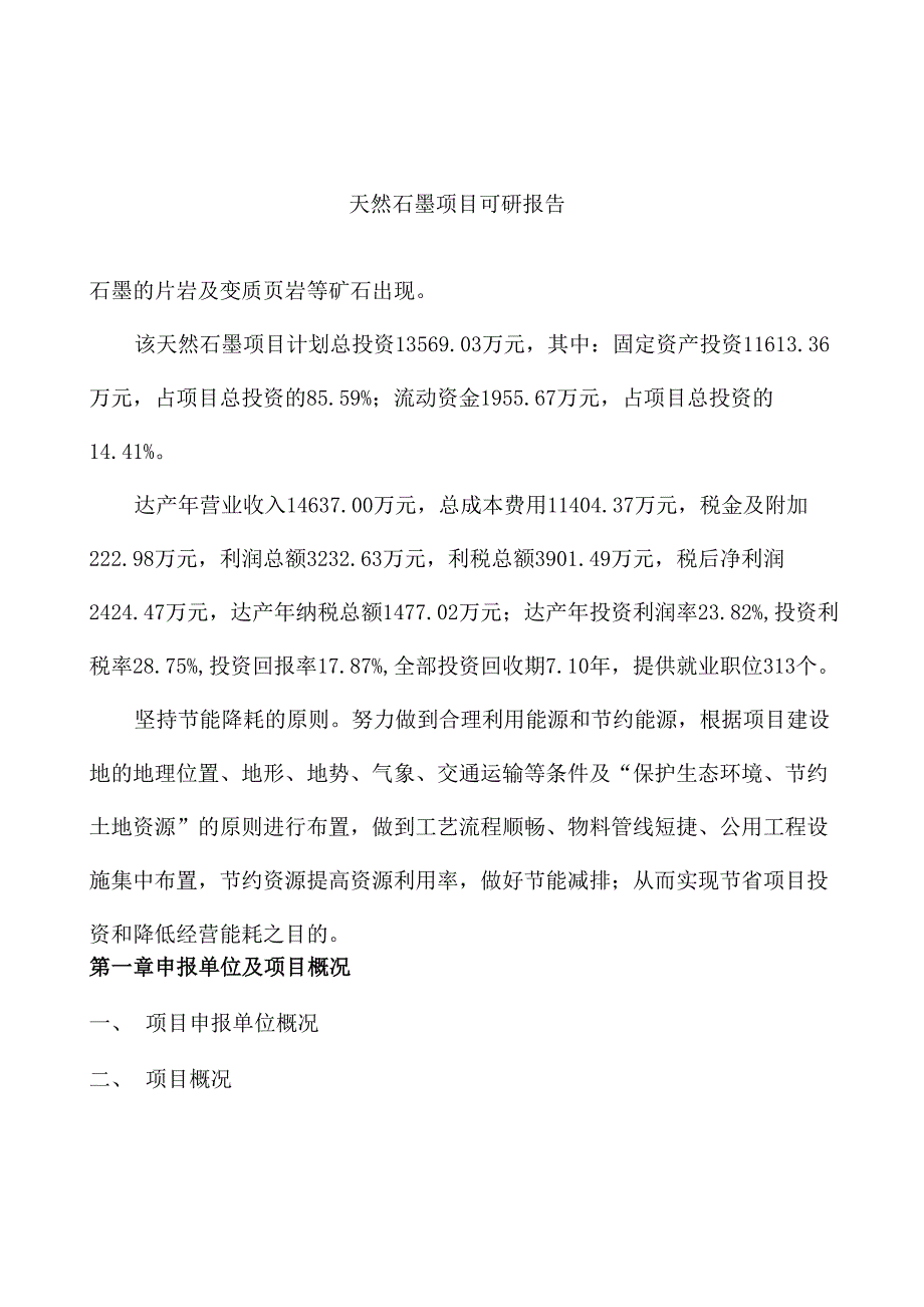 天然石墨项目可研报告通用模板_第2页