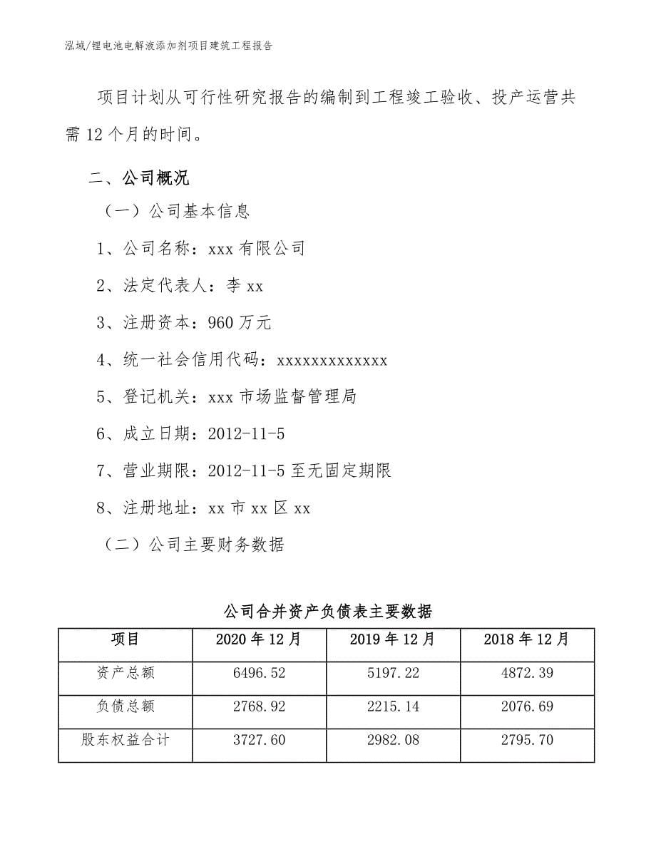 锂电池电解液添加剂项目建筑工程报告【范文】_第5页