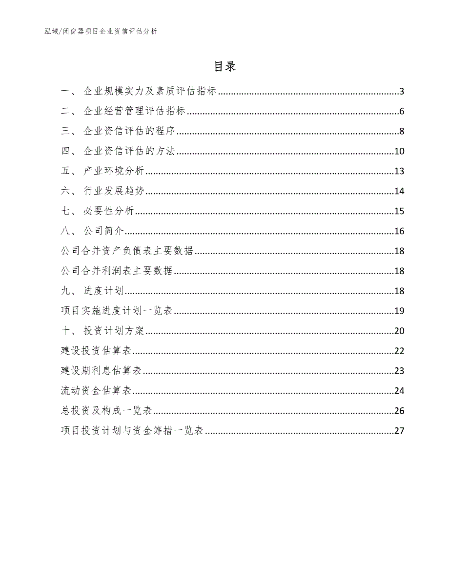 闭窗器项目企业资信评估分析_第2页