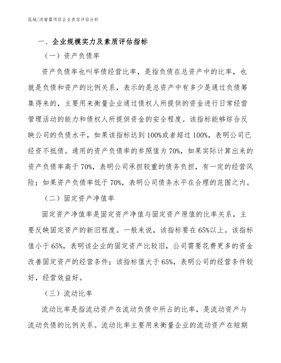 闭窗器项目企业资信评估分析_第3页