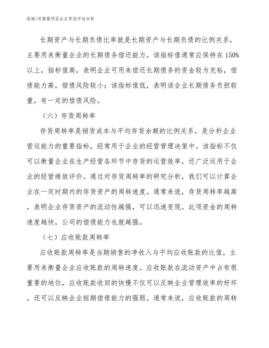 闭窗器项目企业资信评估分析_第5页