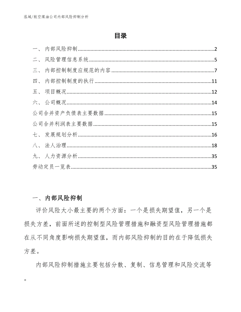 航空煤油公司内部风险抑制分析（参考）_第2页