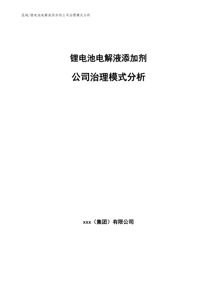 锂电池电解液添加剂公司治理模式分析【范文】_第1页