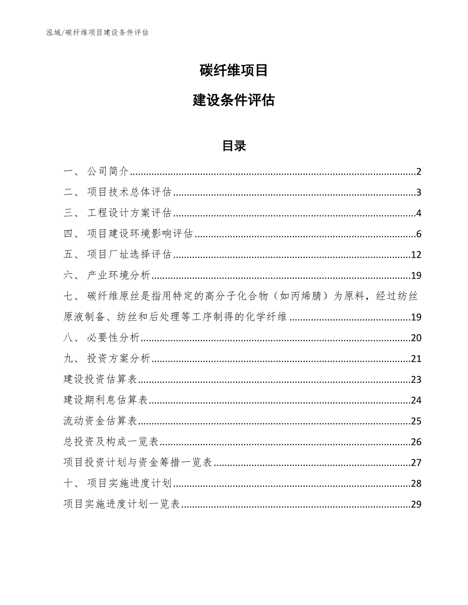 碳纤维项目建设条件评估_第1页