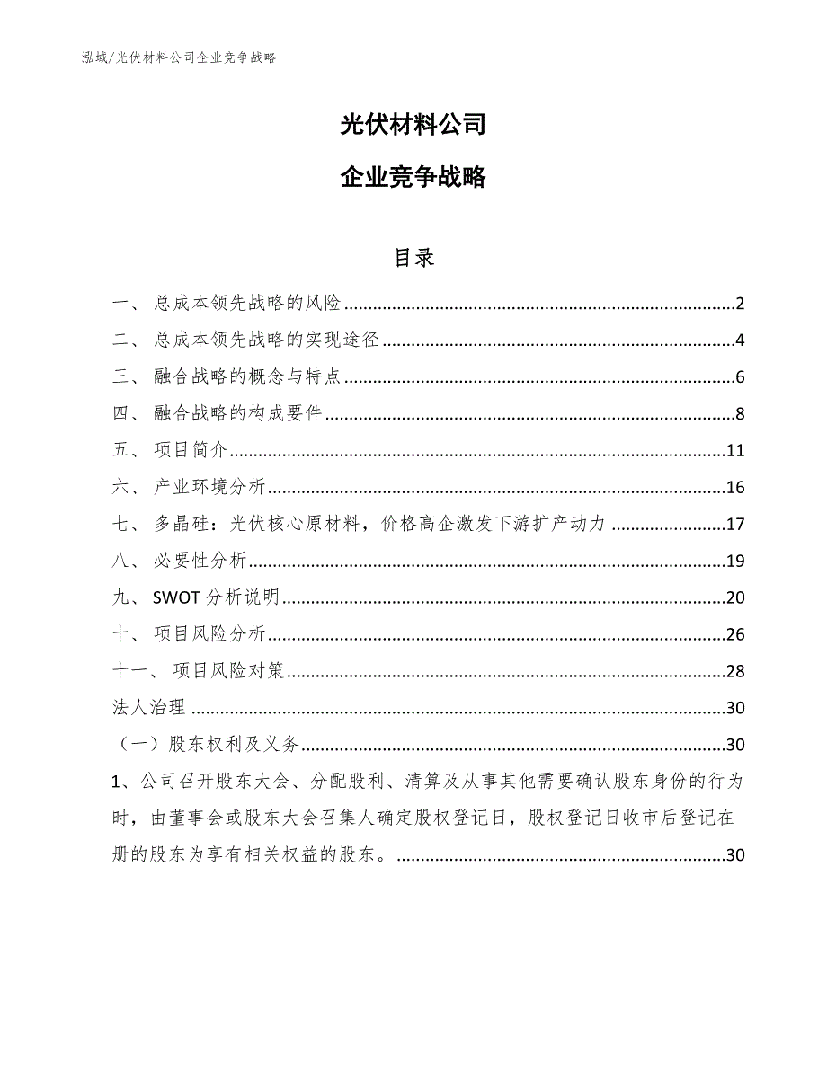 光伏材料公司企业竞争战略_第1页