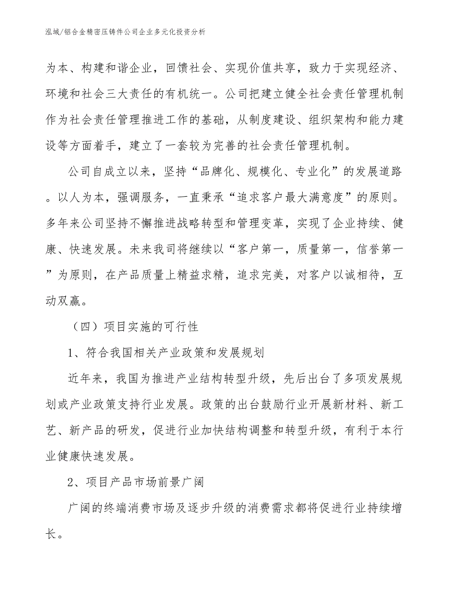 铝合金精密压铸件公司企业多元化投资分析_第3页