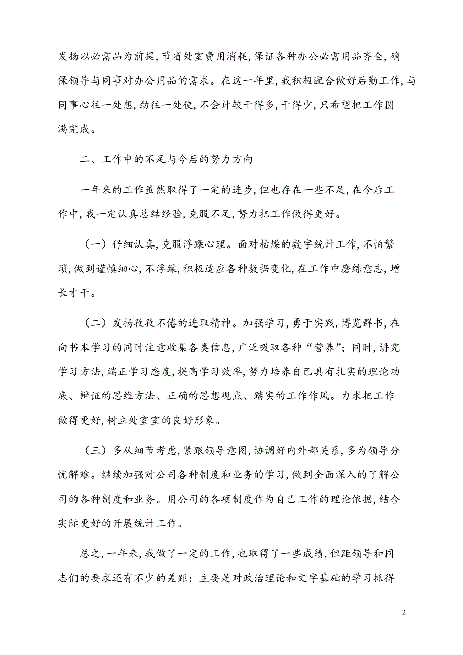 统计员个人工作总结【最新模板】_第2页