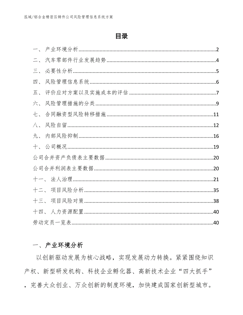 铝合金精密压铸件公司风险管理信息系统方案_第2页