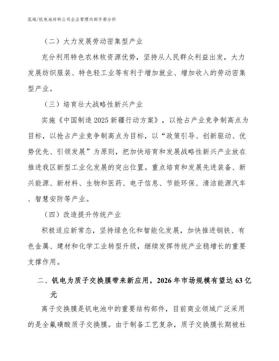 钒电池材料公司企业管理内部手册分析_第3页