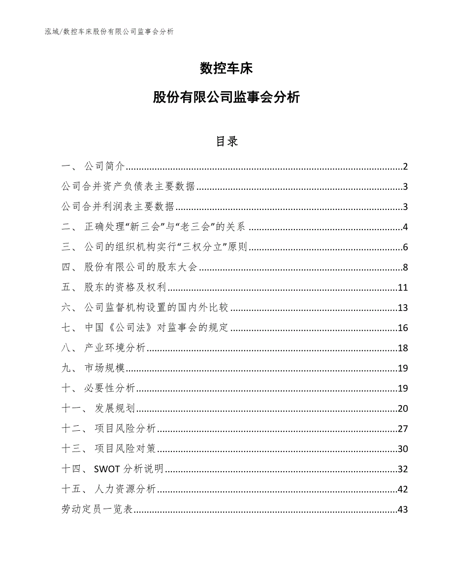 数控车床股份有限公司监事会分析_第1页