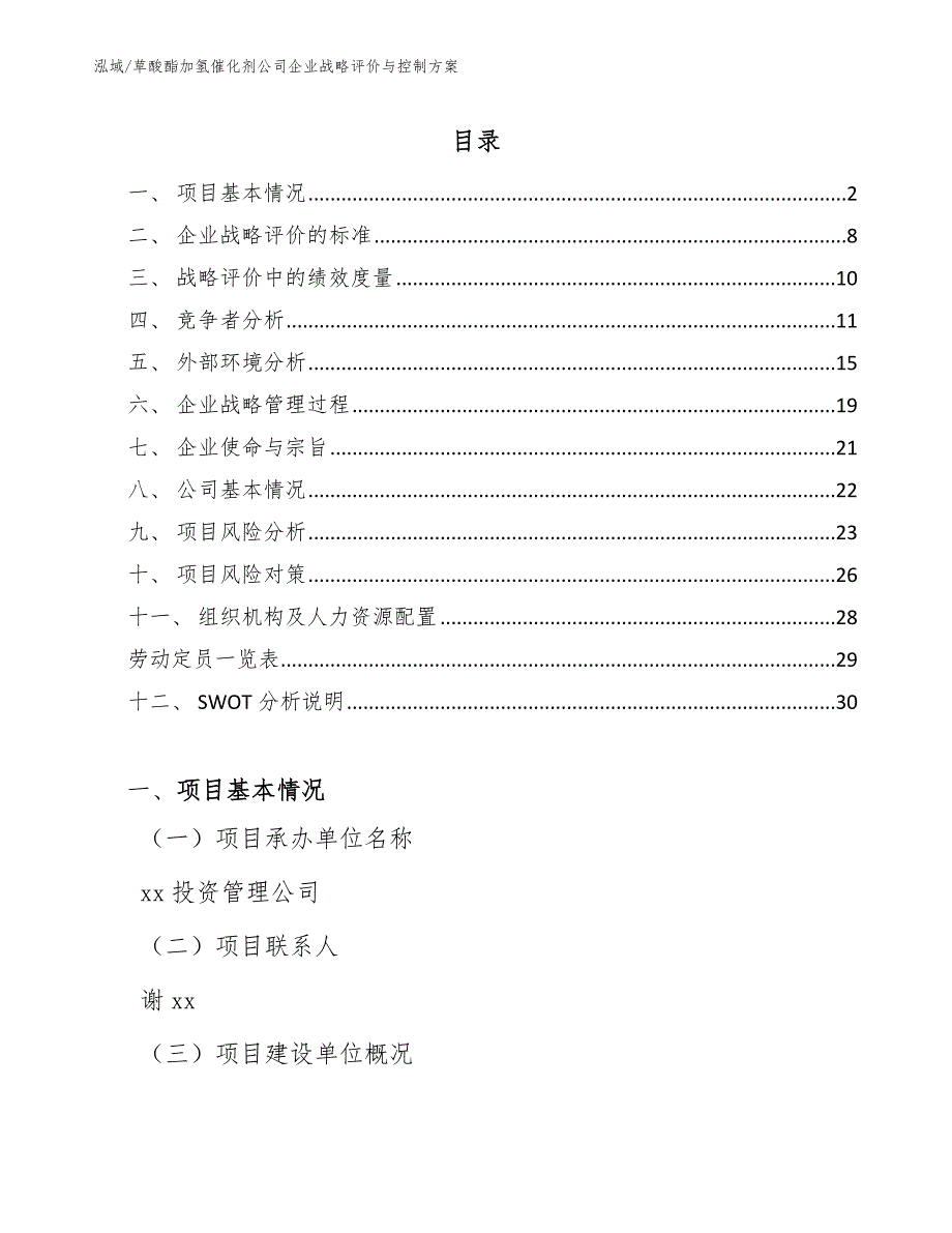 草酸酯加氢催化剂公司企业战略评价与控制方案（参考）_第2页