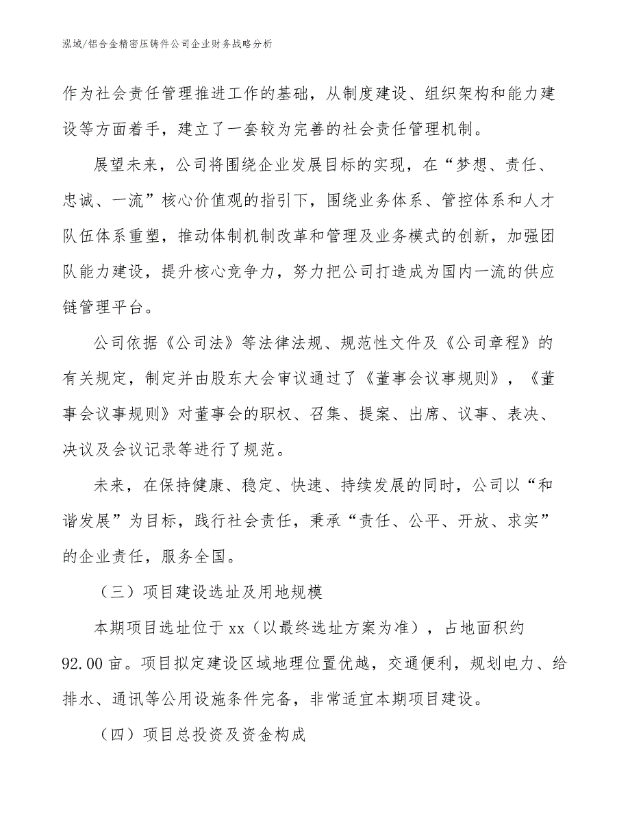 铝合金精密压铸件公司企业财务战略分析（参考）_第3页