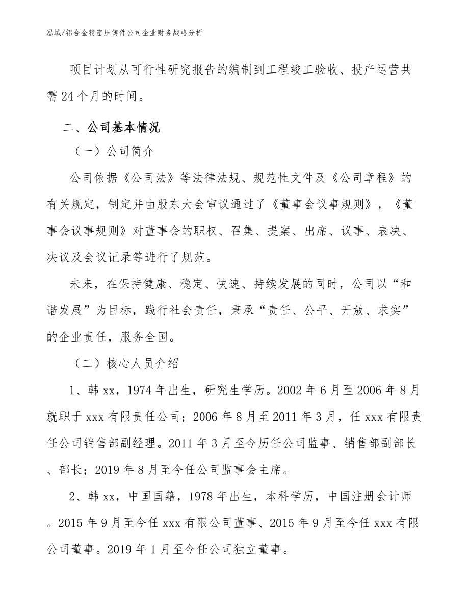 铝合金精密压铸件公司企业财务战略分析（参考）_第5页