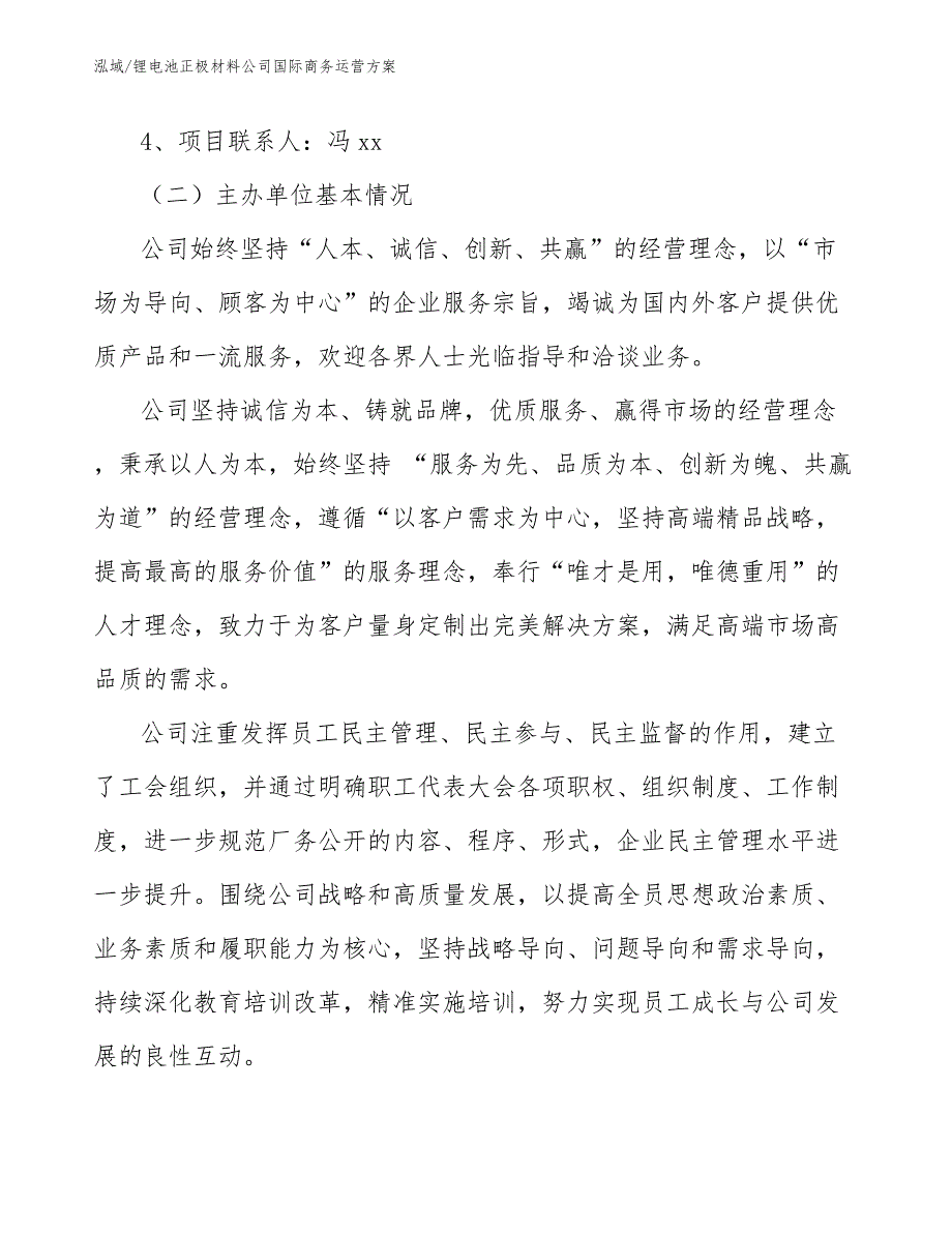 锂电池正极材料公司国际商务运营方案【范文】_第2页