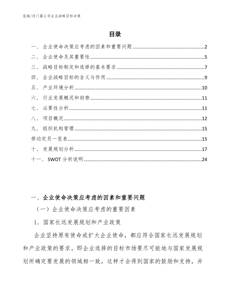 闭门器公司企业战略目标决策_第2页