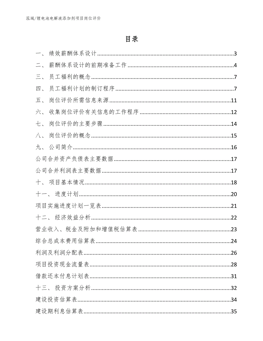 锂电池电解液添加剂项目岗位评价【范文】_第2页