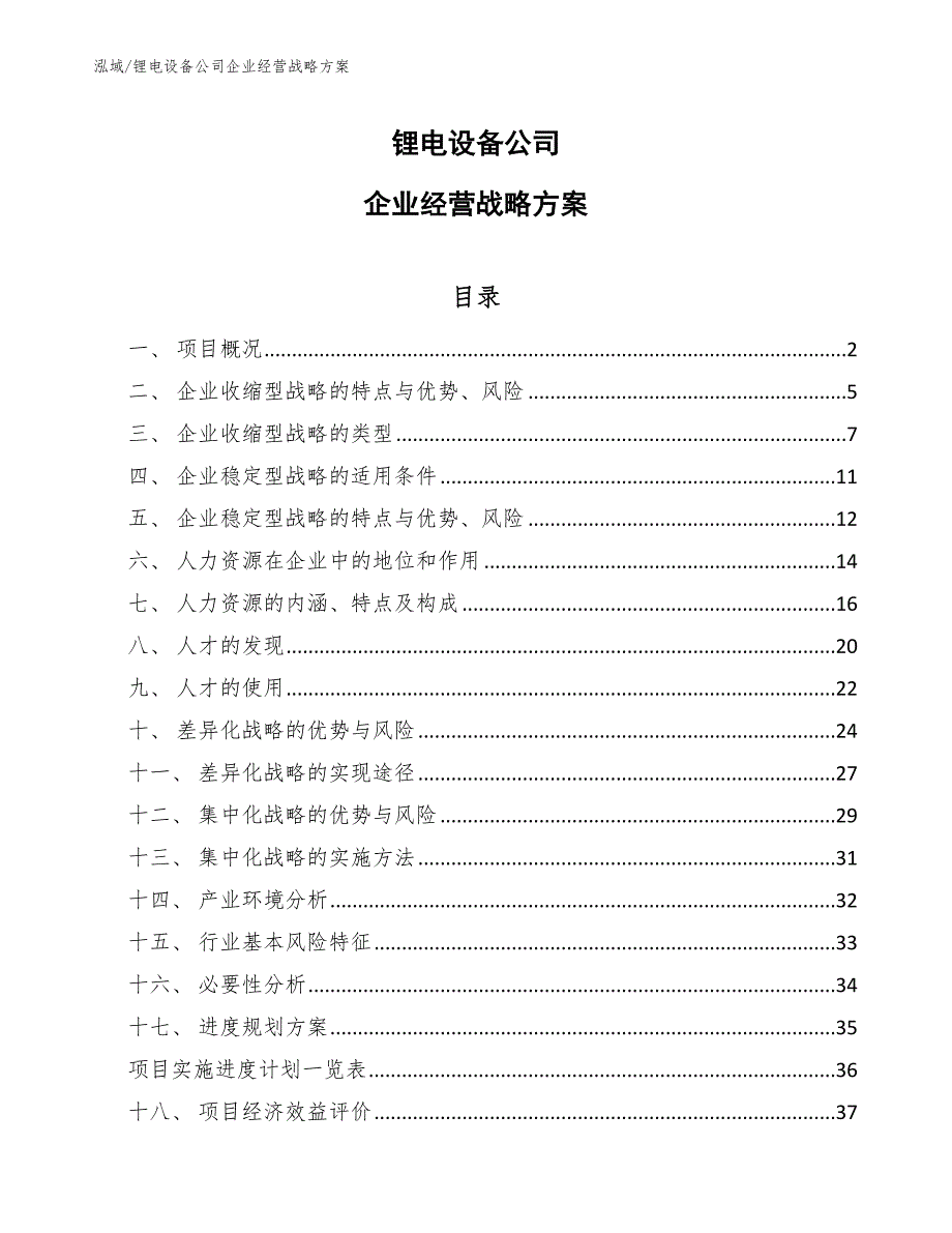 锂电设备公司企业经营战略方案_参考_第1页