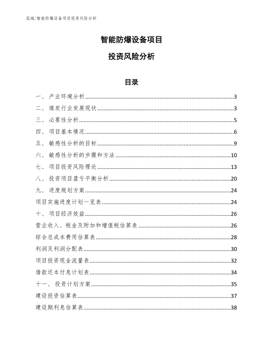 智能防爆设备项目投资风险分析_参考_第1页