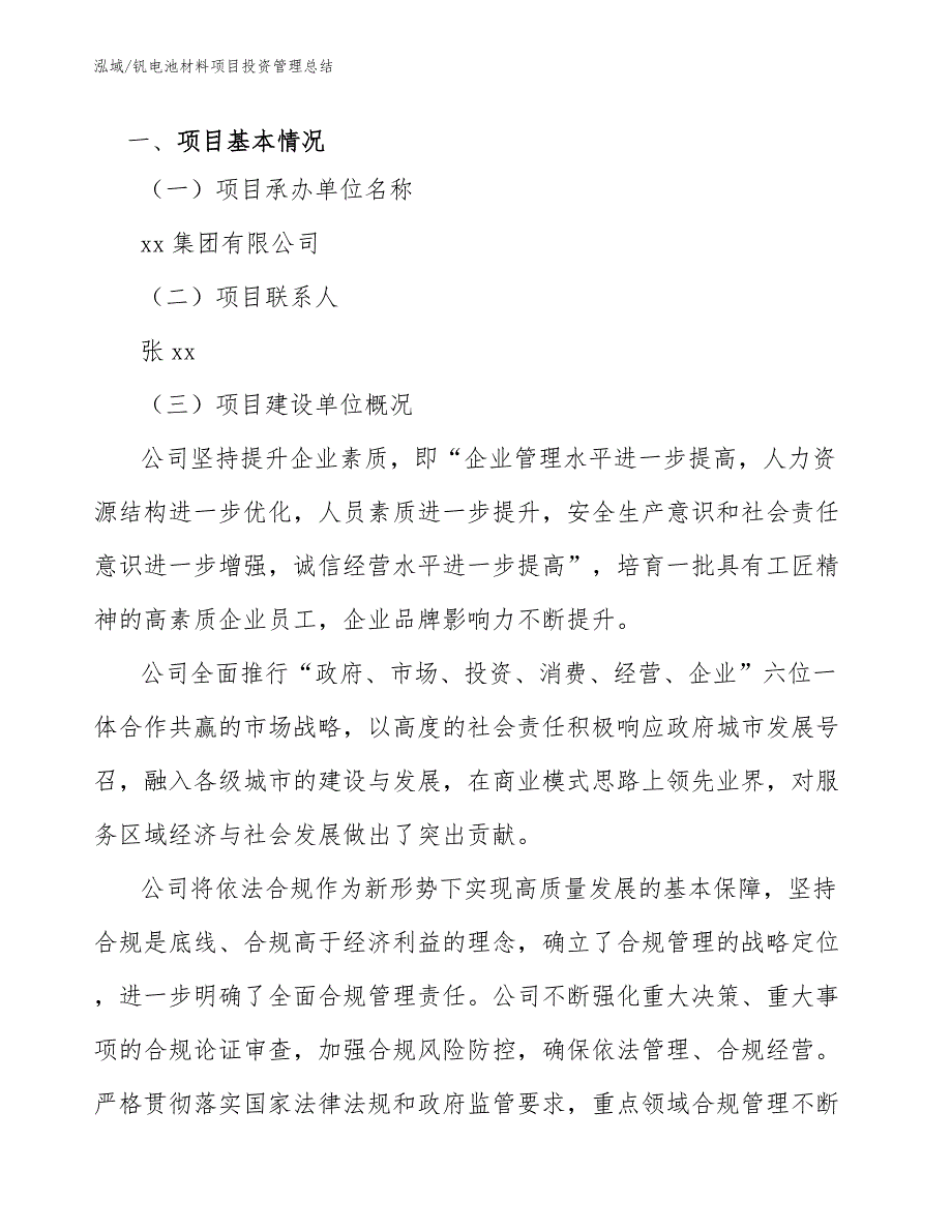 钒电池材料项目投资管理总结_参考_第3页